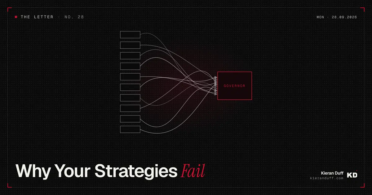 Ten strategy boxes with their signal lines converging into a single red box marked Governor